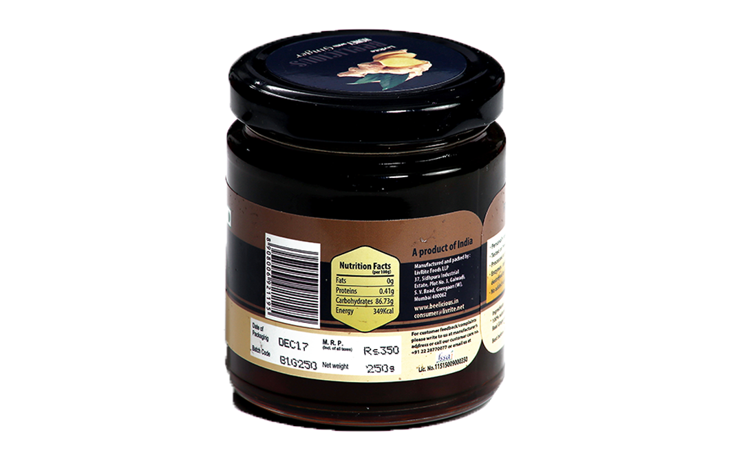 LivRite Beelicious Honey with Ginger    Pack  250 grams